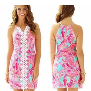 Size 8 Lilly Pulitzer Pearl Stretch Shift Poolside Blue Love Birds